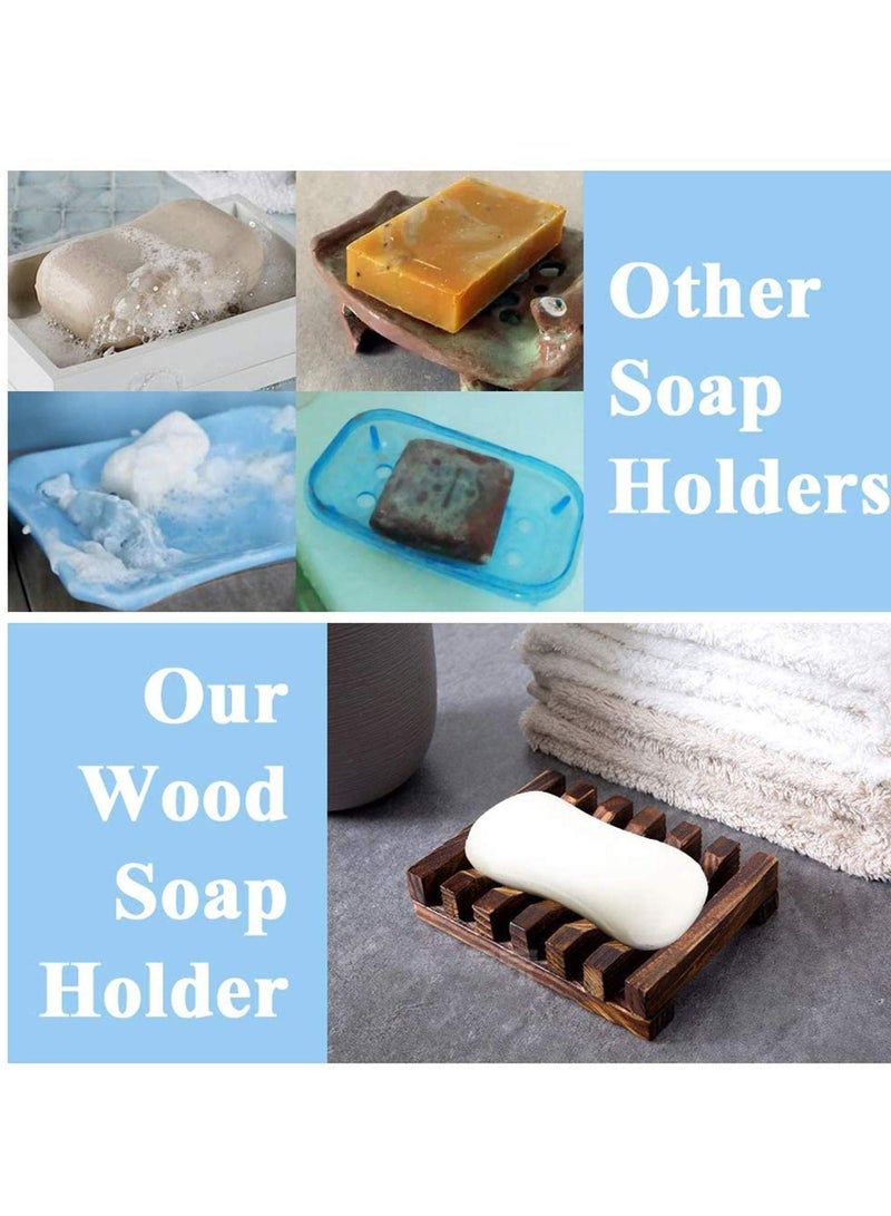 Soap Dishes for Bathroom Shower Holder Dish Tray Kitchen Home Bath Accessories Hand Craft Natural Wood Case Sponges Scrubber (2 Pack) - Image 4
