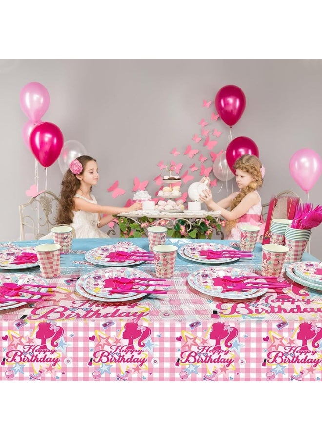 Soofam 141 PCS Pink Princess Birthday Party Supplies, Pink Girl Birthday Party Supplies,Pink Doll Party Derocations for barbie Party Serves 20 Guests Plates and Napkins Cup (barbie) - Image 3