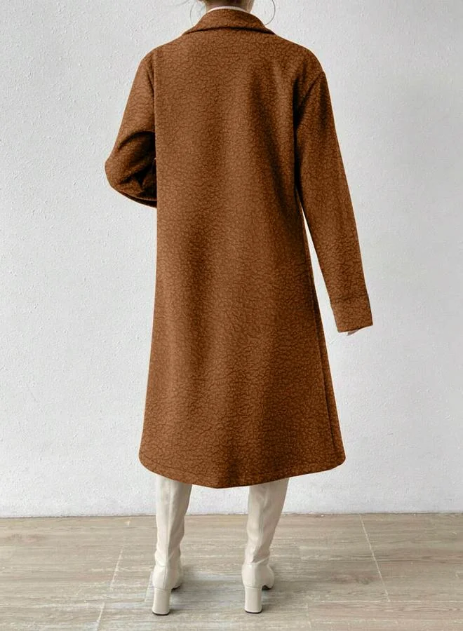 Take Two Take Two Plus Size Lapel Collar Wool Like Midi Coat
