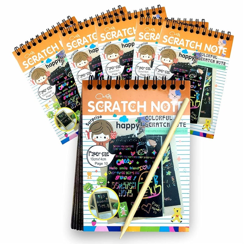 Art Bundle Return Gifts for Birthday for Kids Party Bulk Scratch Note Book, Magic Book Return Gifts for Kids Children Girls, Boys Best, Multicolor - 6 x 4 inch (Pack of 8) - Image 1