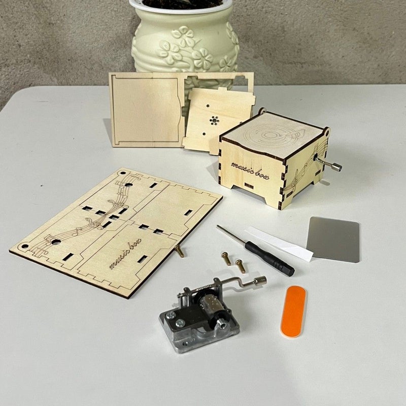 طقم صندوق الموسيقى اليدوي (STEM) - Puzzle خشبي ثلاثي الأبعاد - هدية حرفية علمية - Image 4