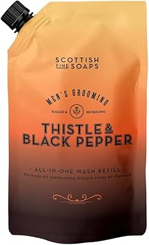 Scottish Fine Soaps Mens Grooming Thistle Black Pepper AllInOne Wash Refill 12L EcoFriendly Body Wash Refill with Magnesium and Oat Extract - Image 1