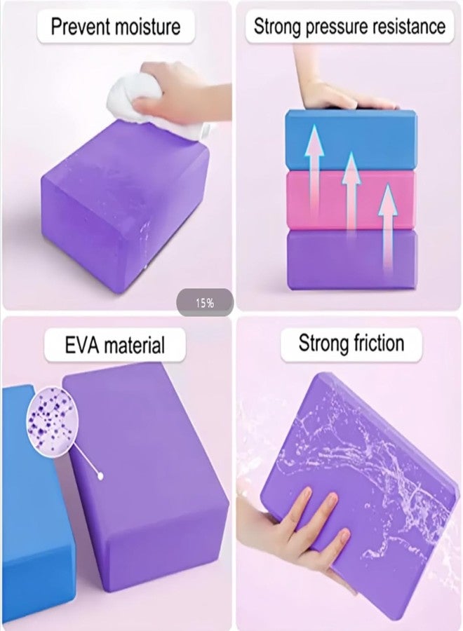 TOCINGO Yoga Blocks 2 Pack, Premuim EVA Foam Block, Durable Exersice Block for Yoga, Pilates, General Fitness, Stretching, Toning Workouts and Meditation, Non-slip & Portable (Multicolor)) - Image 3