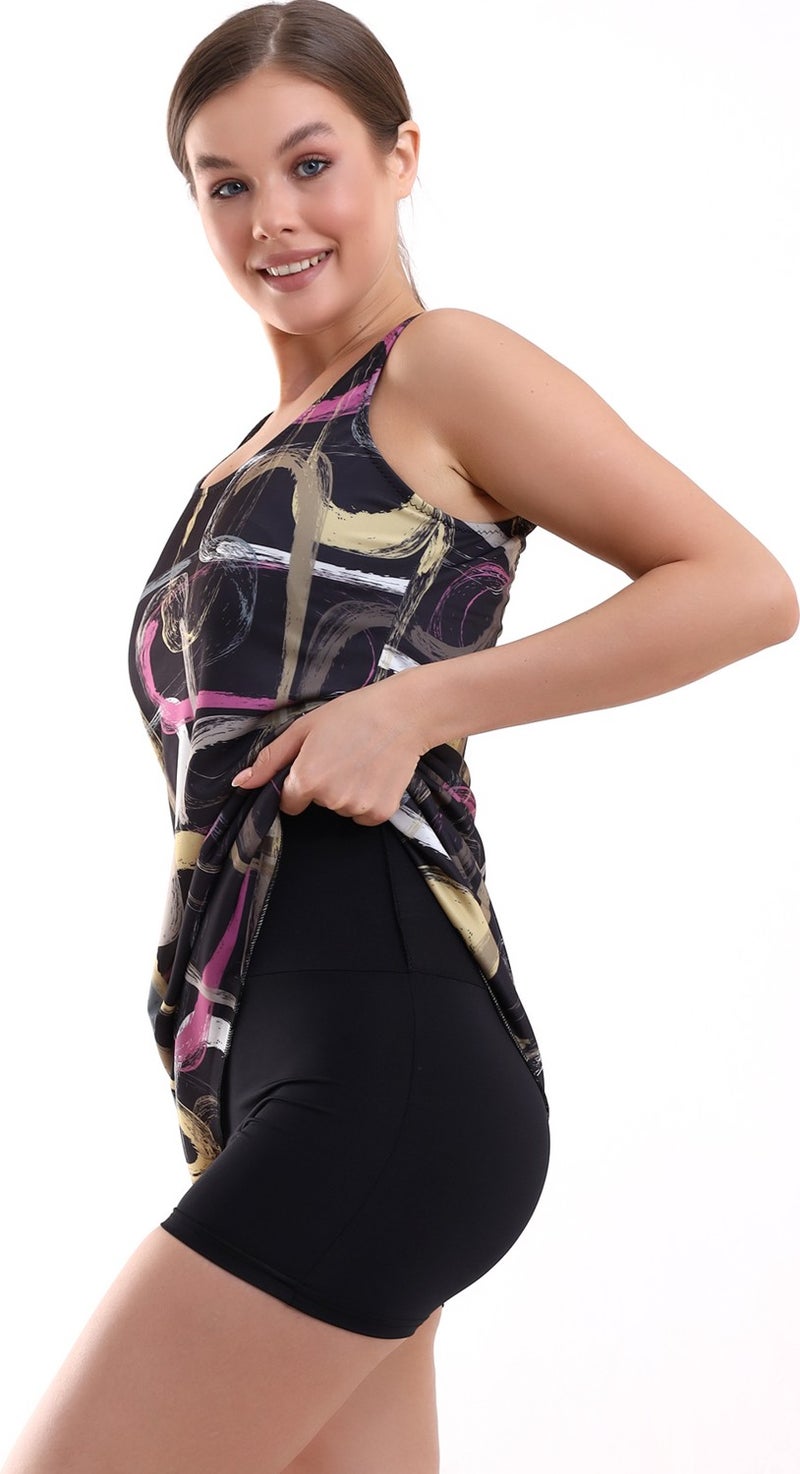 Aykum ,Women's Lycra Shorts One Piece Swimsuit with Combination Dress - Image 1