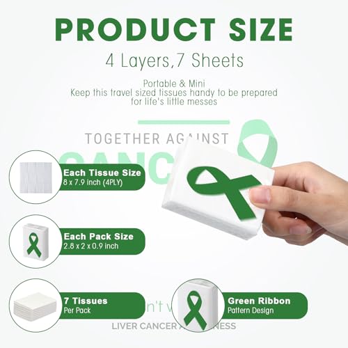 Fullhawl 36 Pack Mental Health Awareness Pocket Tissues Bulk Green Ribbon Mental Health Awareness Month Gifts Favor Travel Pocket Tissue Mini Type Tissues Charity Event Supplies Volunteer Activities - Image 3