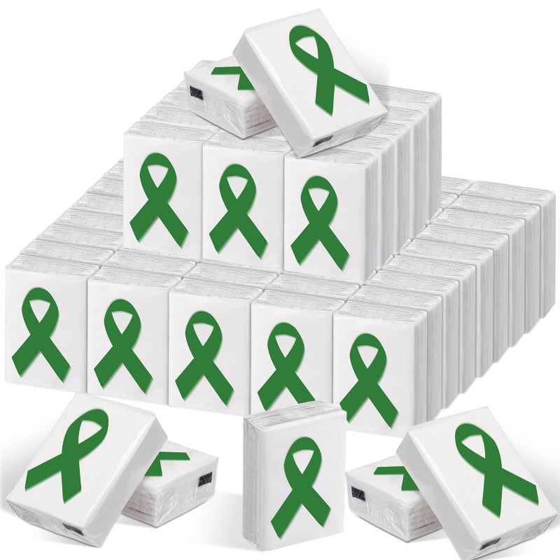 Fullhawl 36 Pack Mental Health Awareness Pocket Tissues Bulk Green Ribbon Mental Health Awareness Month Gifts Favor Travel Pocket Tissue Mini Type Tissues Charity Event Supplies Volunteer Activities - Image 2