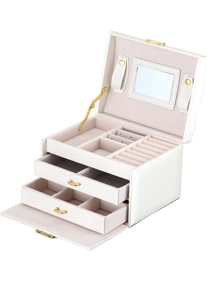 Generic Jewelry Box for Women, Portable 3 Layers Large Jewelry Organizer Box with Mirror, PU Leather Jewelry Box, Jewelry Storage Case for Earring, Ring, Necklace, Bracelets - Image 3