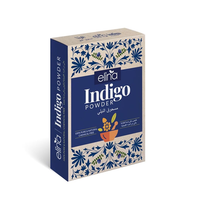 Elina Indigo Powder for Hair Color 100 Natural ChemicalFree Gives deep black hair colour Used with Henna Pack of 6 600g - Image 1