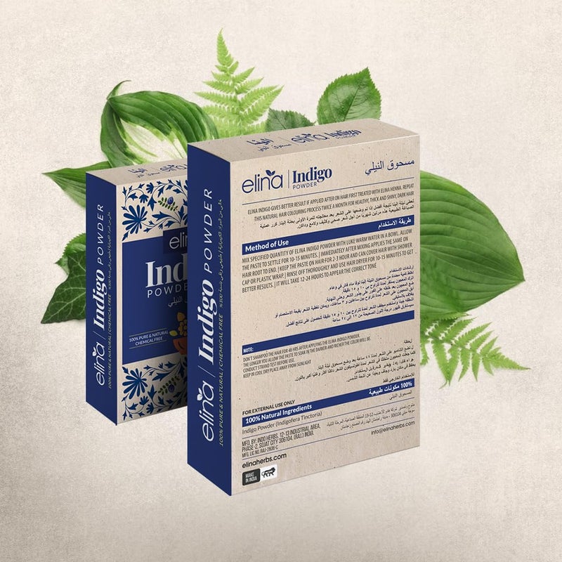 Elina Indigo Powder for Hair Color 100 Natural ChemicalFree Gives deep black hair colour Used with Henna Pack of 6 600g - Image 2
