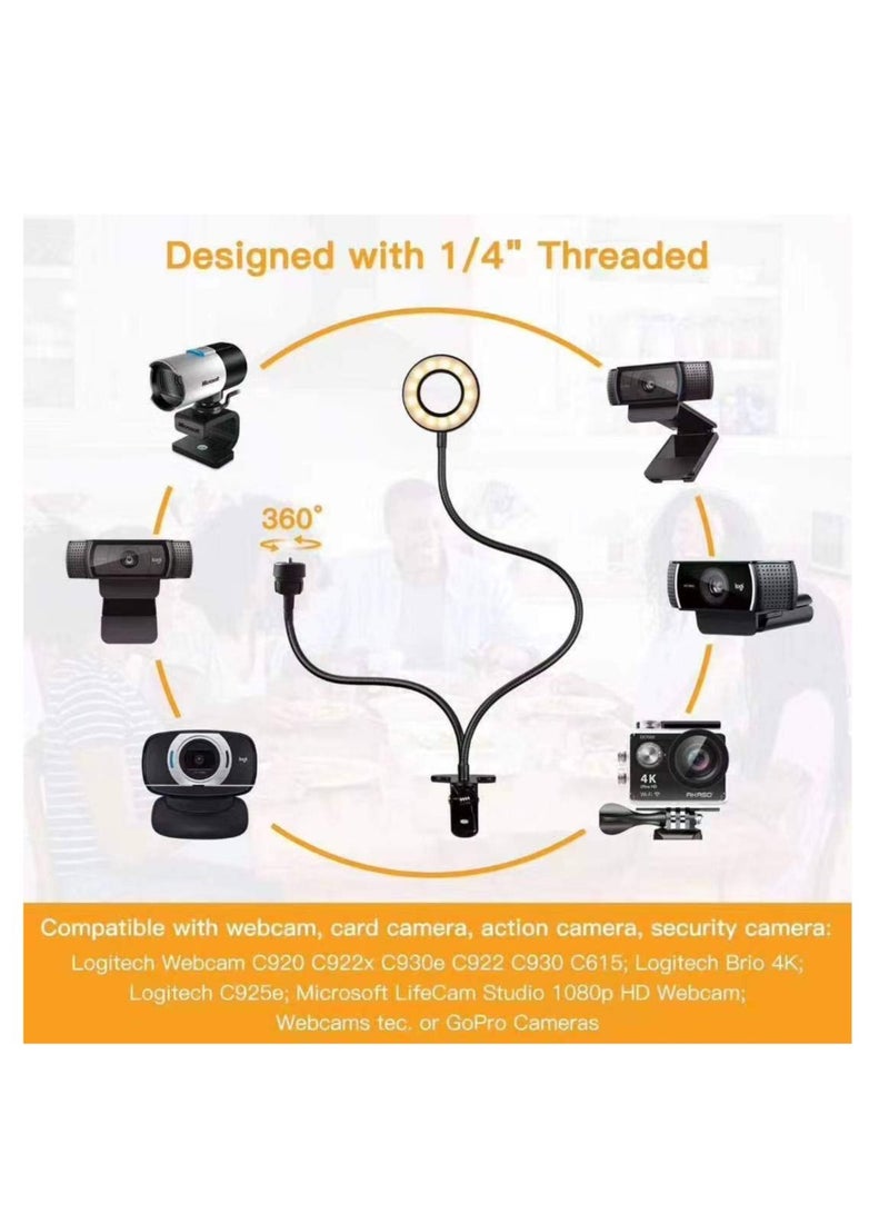 Light Stand for Live Stream, Selfie Ring Light with Webcam Mount - Image 2