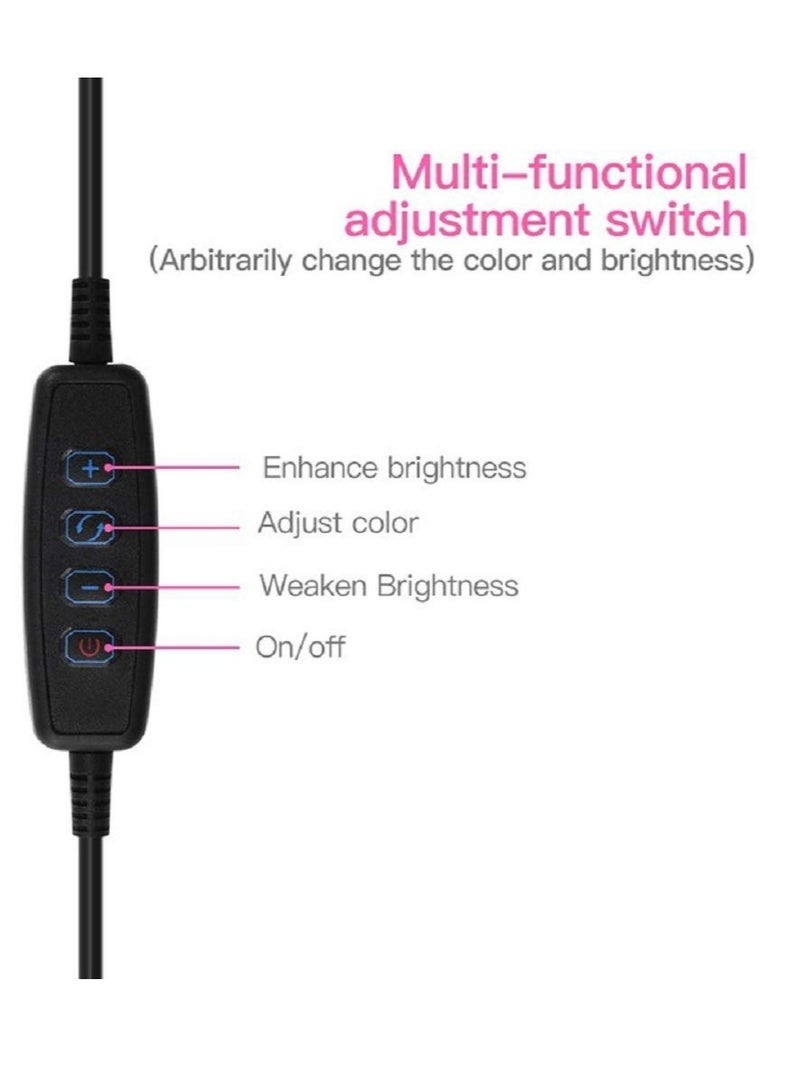 Light Stand for Live Stream, Selfie Ring Light with Webcam Mount - Image 4