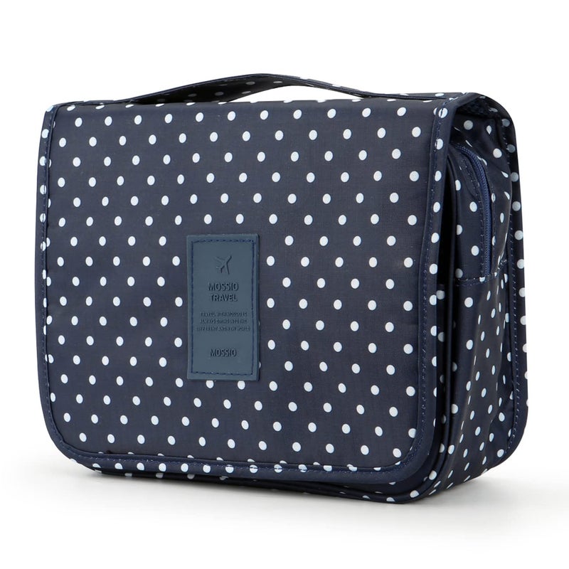 Mossio Hanging Toiletry Bag Large Cosmetic Makeup Travel Organizer for Men Women with Sturdy Hook Polka Dot