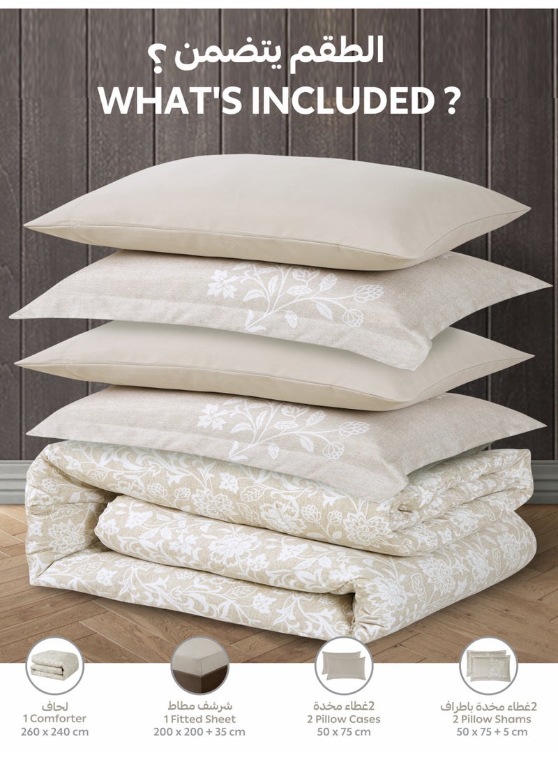 Doona Printed 6-Pcs King Comforter Bedding Set Fits 200x200cm -Includes Comforter, Fitted Sheet, Pillow Shams & Pillowcases – Soft Microfiber Fabric with Soft 350 GSm Filling - Image 4