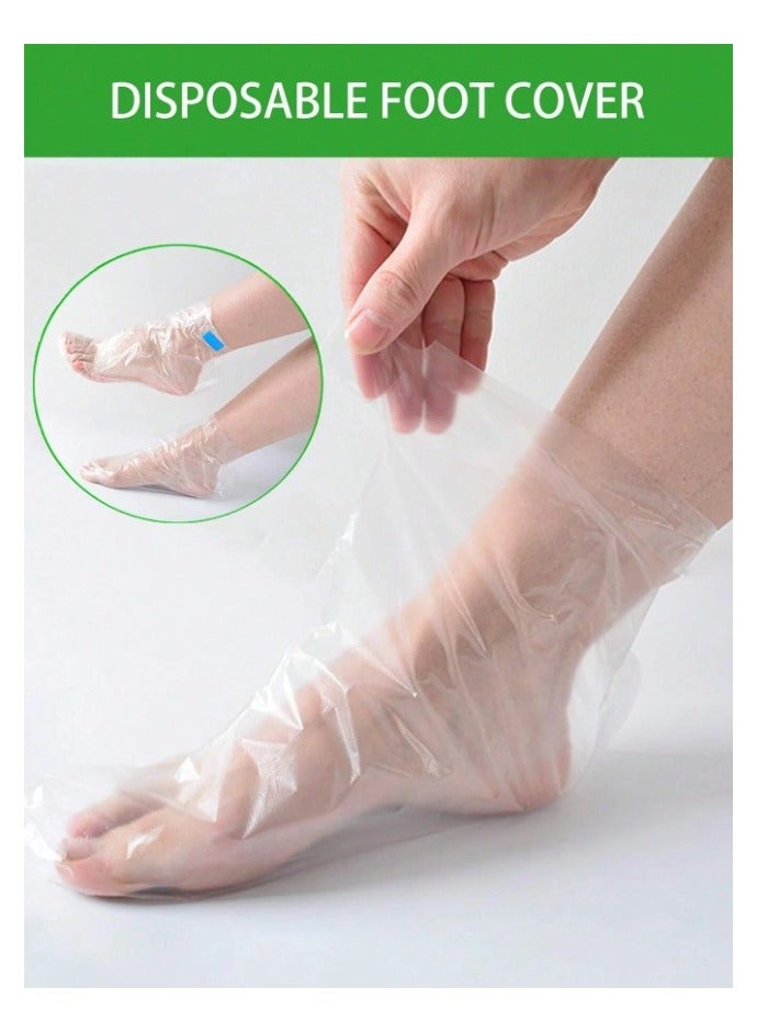 100pcs Paraffin Bath Liners for Foot,Disposable Plastic Foot Covers for feet for Foot Moisturizing,Foot Spa Covers for Women, Feet Care Socks,Moisturizing Foot Bags (A-Transparent Color) - Image 1