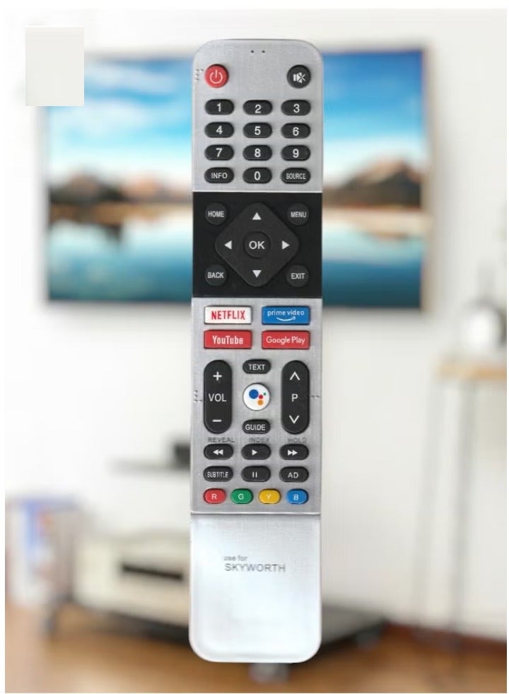 TIGER جهاز تحكم عن بعد تلفاز سكاي وورث الذكي – جهاز تحكم تلفاز أندرويد مع مفاتيح سريعة لـ نتفليكس، برايم فيديو، يوتيوب، جوجل بلاي (بدون وظيفة صوتية) – إعداد سهل وتحكم كامل - Image 1