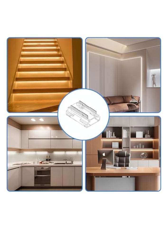 erorex 12Pcs 8-in-1 LED Strip Connectors, 2 Pin 10mm COB Tape Light Terminal, Gapless Solderless Transparent Connection for 5V 12V 24V, Straight Corner Strip to Strip Strip to Wire - Image 3