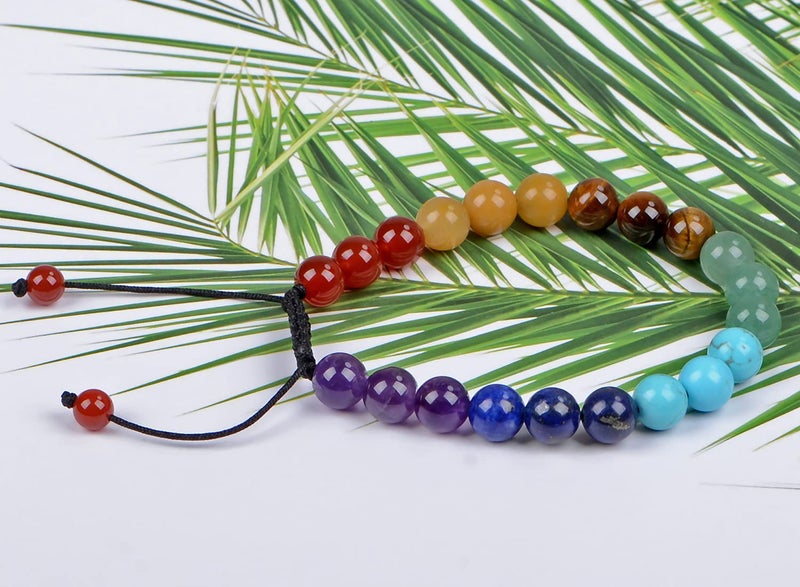 AD Beads Handmade Natural Healing Power 7-Chakra Stones Gemstone Crystal Round Beads Unisex Adjustable Macrame Bracelets 8mm - Image 4