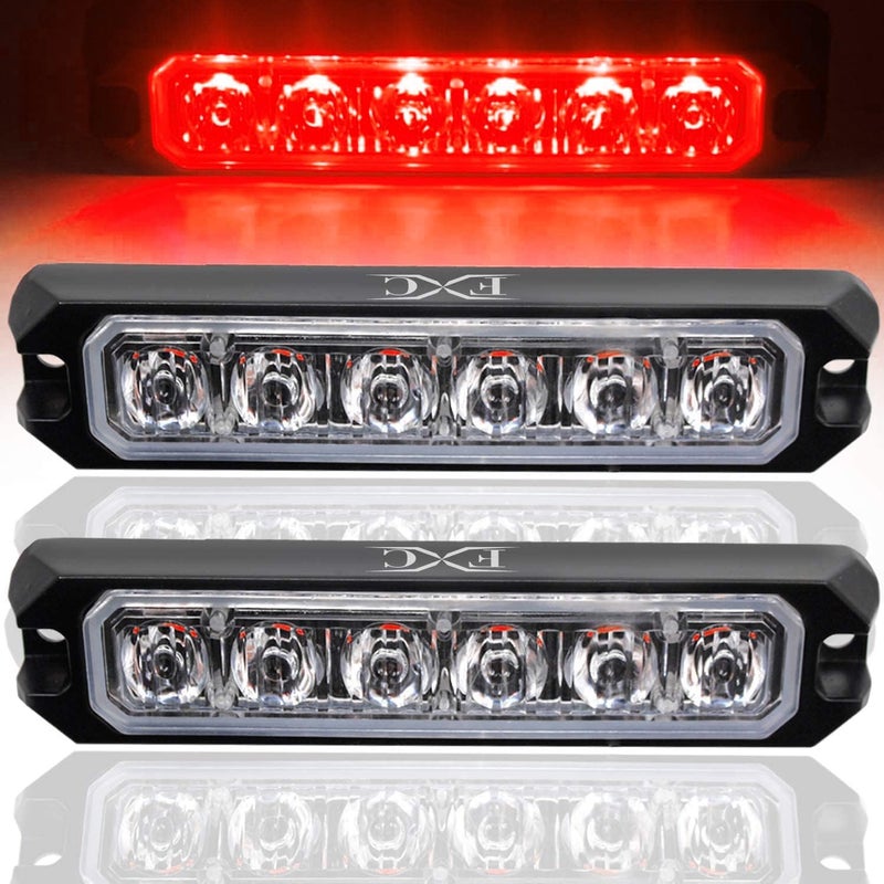 FXC 2-Pack 6-LED Red Strobe Light Waterproof Emergency Beacon Flash Lights - Image 1