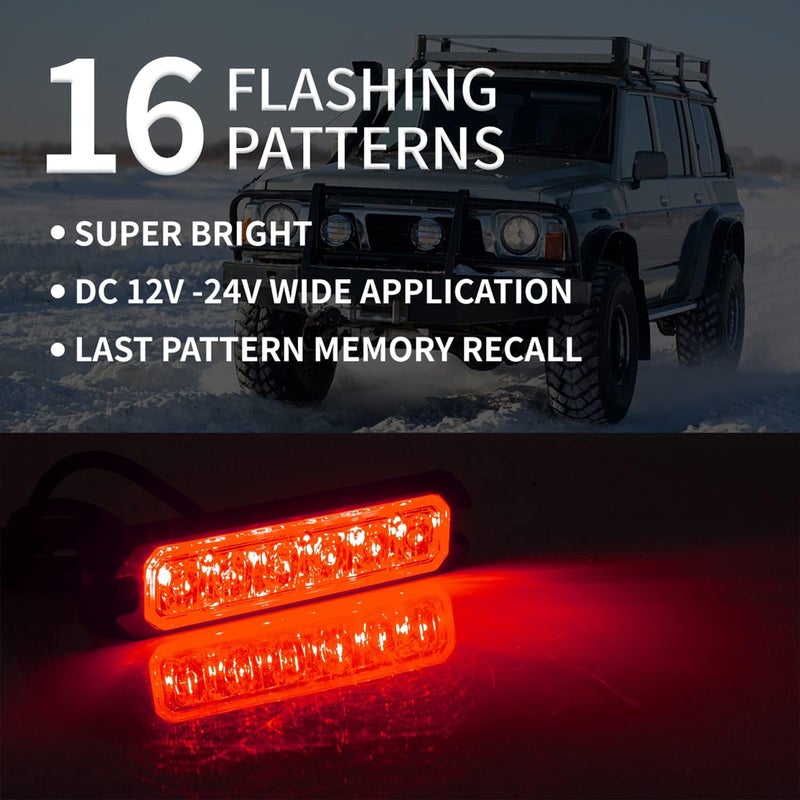 FXC 2-Pack 6-LED Red Strobe Light Waterproof Emergency Beacon Flash Lights - Image 2