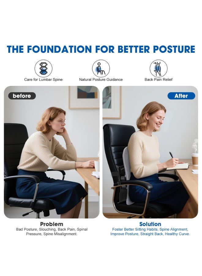 عربست وسادة دعم أسفل الظهر لكرسي المكتب والسيارة - تصميم مريح مزدوج الألواح لتخفيف آلام أسفل الظهر، وتحسين وضعية الجسم، وتخفيف عرق النسا - Image 5