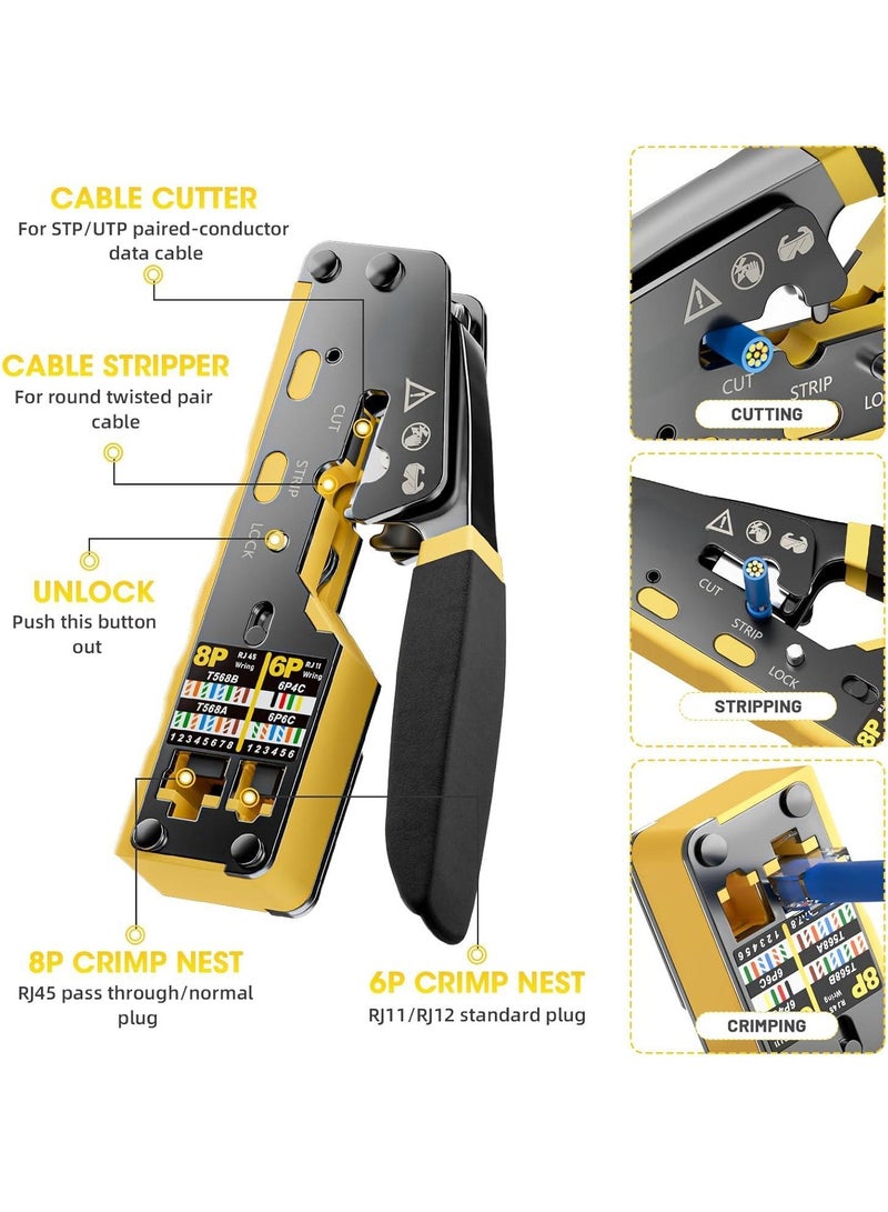 RJ45 Crimp Tool Kit Pass Through RJ45 Crimper, Ethernet Crimping Tool Kit - Image 2