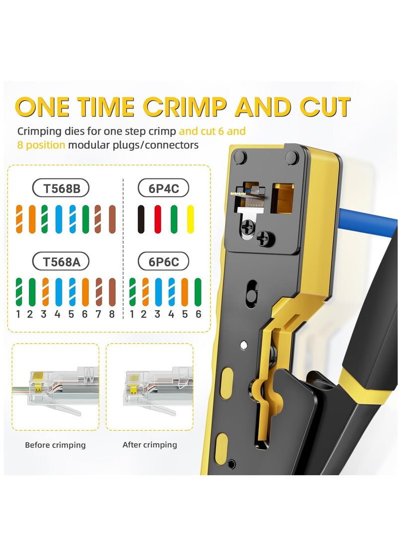 RJ45 Crimp Tool Kit Pass Through RJ45 Crimper, Ethernet Crimping Tool Kit - Image 5