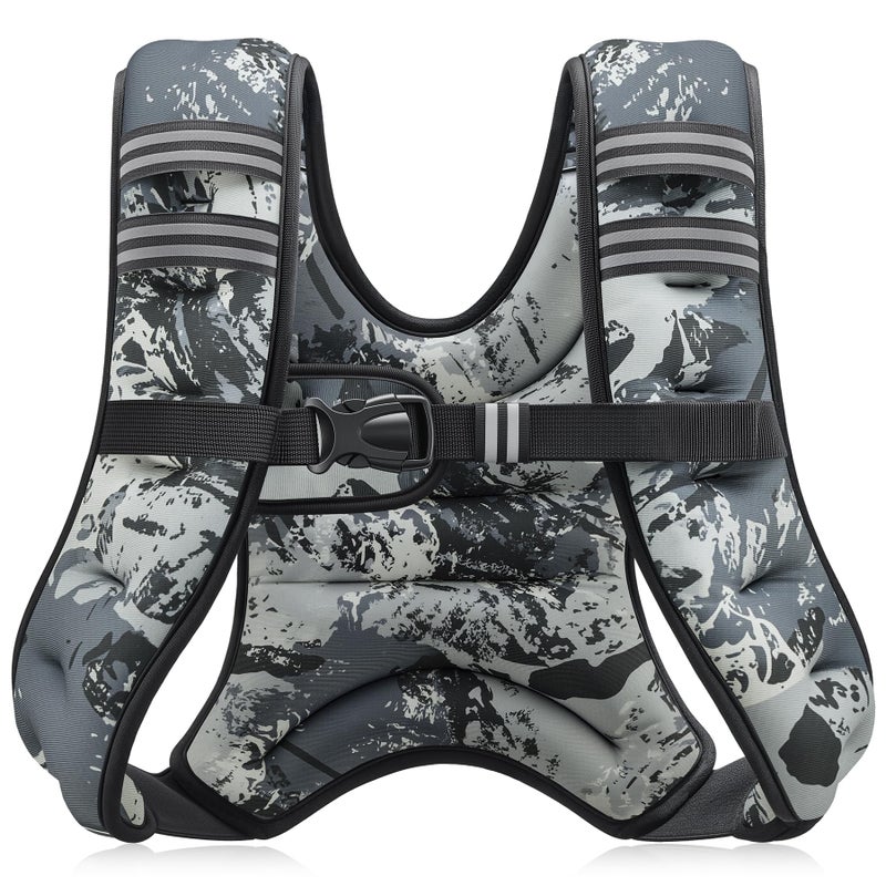 ZELUS Weighted Vest, 6lb/8lb/12lb/16lb/20lb/25lb/30lb Weight Vest for Men Women with Storage Pocket & Reflective Strips for Workout Strength Training Running Muscle Building, Urban Gray Camo (12 lb) - Image 1