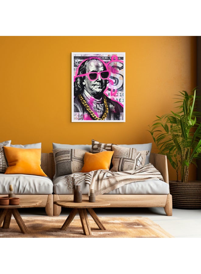 آرت دیکور  ديكور فني مؤطر، صورة فنية جميلة، طباعة لبن فرانكلين على فاتورة الدولار الأمريكي، عمل فني حديث حضري جريء للشارع، غرفة المعيشة، غرفة النوم، المكتب، ديكور الاستوديو المنزلي - Image 2