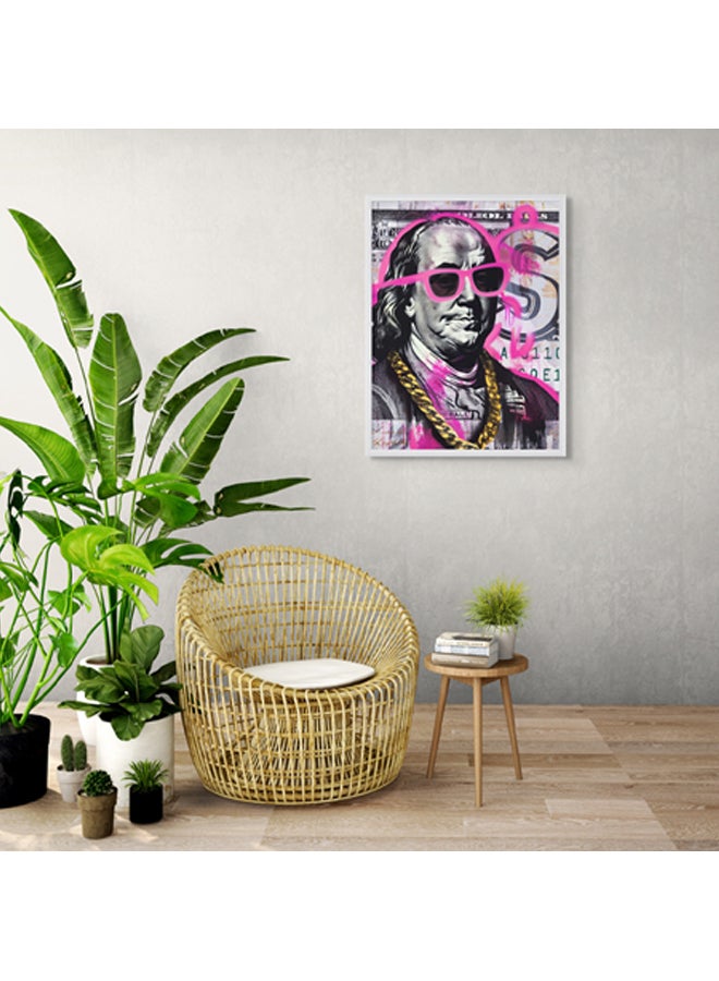 آرت دیکور  ديكور فني مؤطر، صورة فنية جميلة، طباعة لبن فرانكلين على فاتورة الدولار الأمريكي، عمل فني حديث حضري جريء للشارع، غرفة المعيشة، غرفة النوم، المكتب، ديكور الاستوديو المنزلي - Image 3