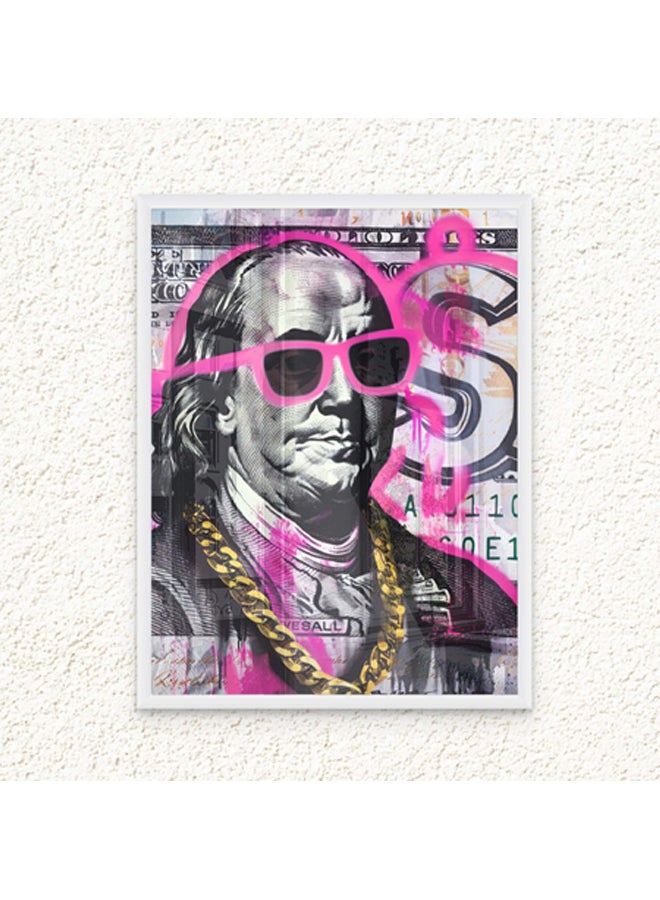 آرت دیکور  ديكور فني مؤطر، صورة فنية جميلة، طباعة لبن فرانكلين على فاتورة الدولار الأمريكي، عمل فني حديث حضري جريء للشارع، غرفة المعيشة، غرفة النوم، المكتب، ديكور الاستوديو المنزلي - Image 1