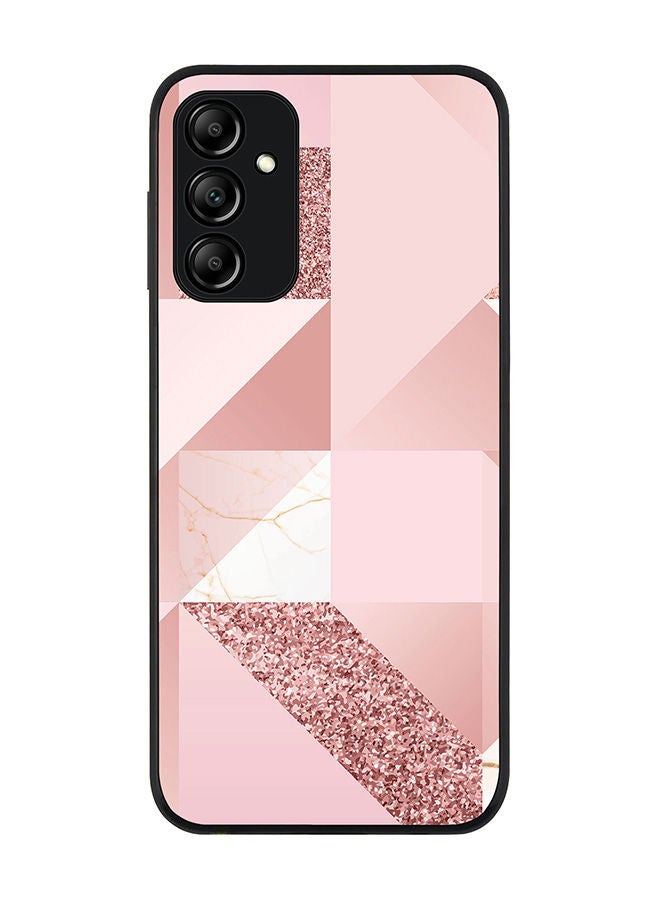 Stylizedd Rugged Black edge case for Samsung Galaxy M14 5G Slim fit Soft Case Flexible Rubber Edges Anti Drop TPU Gel Thin Cover -  Marble Pink Geometric - Image 1
