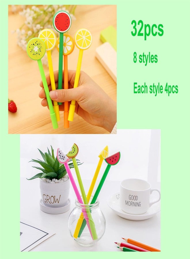 YYaaloa 32pcs Cute Novelty Watermelon Gel Ink Pens Cartoon Writing Pens 0.5 mm Black Ink Assorted Styles Fun Kawaii Pens Bulk for Office Supplies (32pcs watermelon style 8, Black) - Image 5