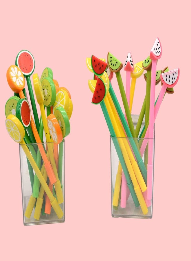 YYaaloa 32pcs Cute Novelty Watermelon Gel Ink Pens Cartoon Writing Pens 0.5 mm Black Ink Assorted Styles Fun Kawaii Pens Bulk for Office Supplies (32pcs watermelon style 8, Black) - Image 4