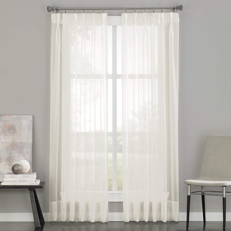 Curtainworks Soho Voile Sheer Pinch Pleat Curtain Panel, 29 by 63", Oyster - Image 1