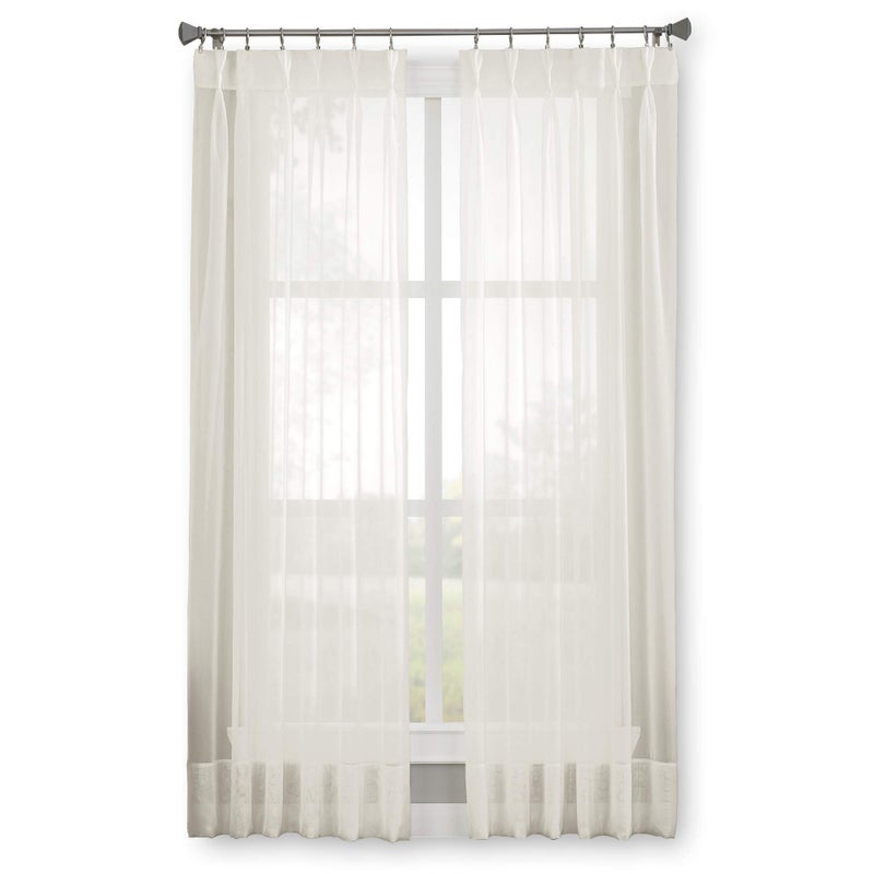 Curtainworks Soho Voile Sheer Pinch Pleat Curtain Panel, 29 by 63", Oyster - Image 2