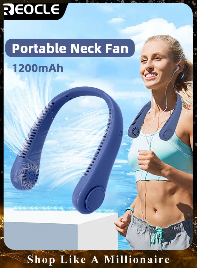 REOCLE Neck Fan Hands Free Bladeless 360° Cooling Personal Fan with Portable Strong Wind & 4 Speed Adjustable & Short Charging & Long Use Time Portable Neck Fan for Outdoor Sports Home Office Travel - Image 1