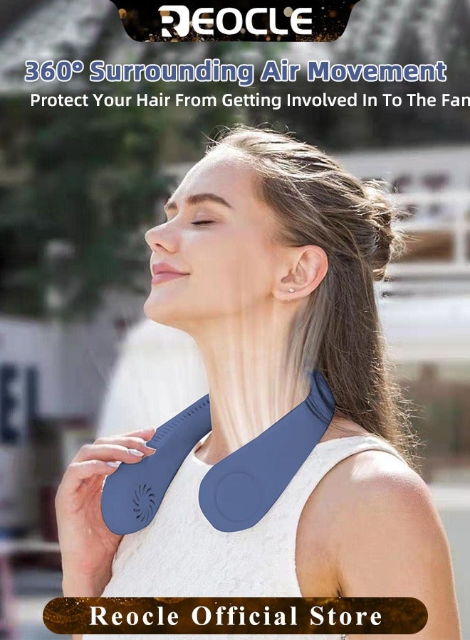 REOCLE Neck Fan Hands Free Bladeless 360° Cooling Personal Fan with Portable Strong Wind & 4 Speed Adjustable & Short Charging & Long Use Time Portable Neck Fan for Outdoor Sports Home Office Travel - Image 2