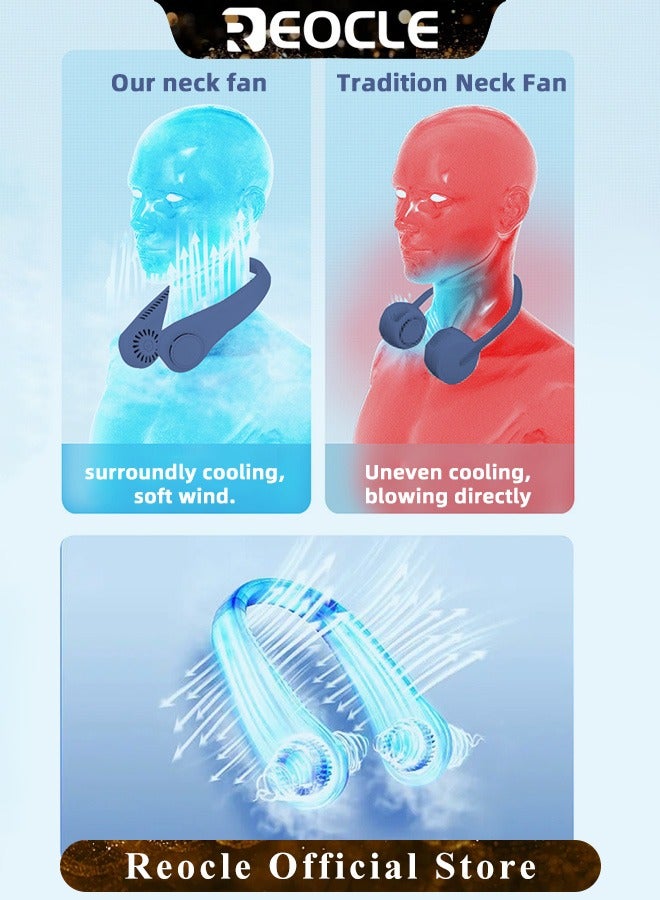 REOCLE Neck Fan Hands Free Bladeless 360° Cooling Personal Fan with Portable Strong Wind & 4 Speed Adjustable & Short Charging & Long Use Time Portable Neck Fan for Outdoor Sports Home Office Travel - Image 5