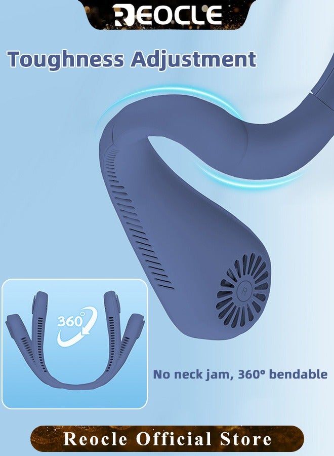 REOCLE Neck Fan Hands Free Bladeless 360° Cooling Personal Fan with Portable Strong Wind & 4 Speed Adjustable & Short Charging & Long Use Time Portable Neck Fan for Outdoor Sports Home Office Travel - Image 3