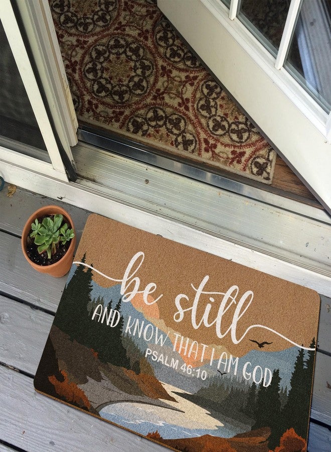XLDLIOO Christian Door Mat Doormat, Psalm 46:10 Bible Verse Landscape Welcome Front Door Mat Indoor Outdoor Entrance, Religious Artificial Coir Doormats Rugs for Porch Patio Entryway Decor 30x17in - Image 5