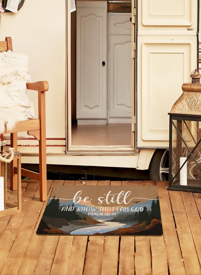 XLDLIOO Christian Door Mat Doormat, Psalm 46:10 Bible Verse Landscape Welcome Front Door Mat Indoor Outdoor Entrance, Religious Artificial Coir Doormats Rugs for Porch Patio Entryway Decor 30x17in - Image 3