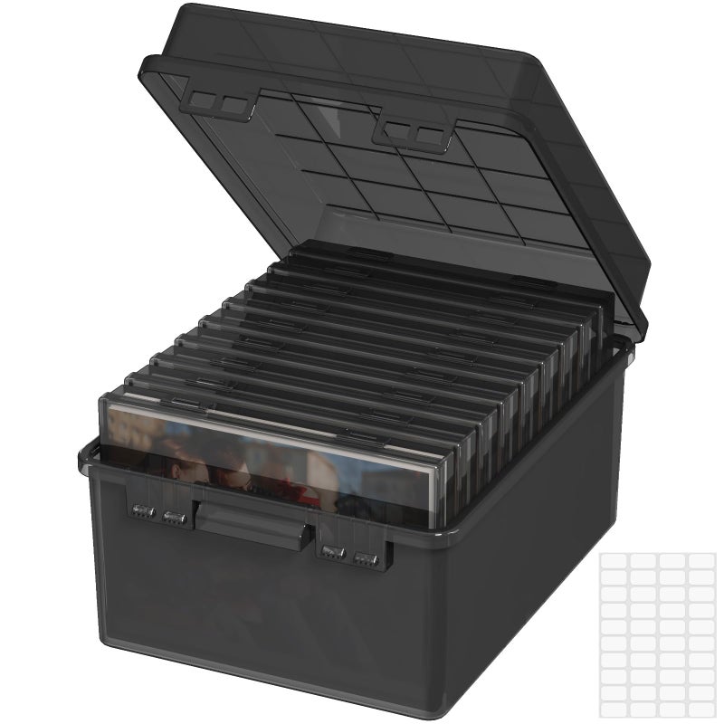 Lifewit 1 Pcs Photo Storage Set with 9 pcs 5x7 Inner Photo Box 28 x 22 cm11x85 Transport Case Craft Organizer for Seed Cards Pictures Office Supplies with 1 Sheet Label Sticker Black - Image 2