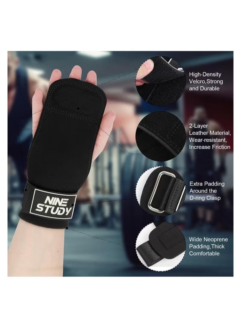 Generic Lifting Straps for Weightlifting Wrist Support Strap Anti Slip Weight Lifting Straps with Double Layer Leather 4mm Finger Spacer Neoprene Padded Deadlift Gym Strength Training Accessories  - Image 2