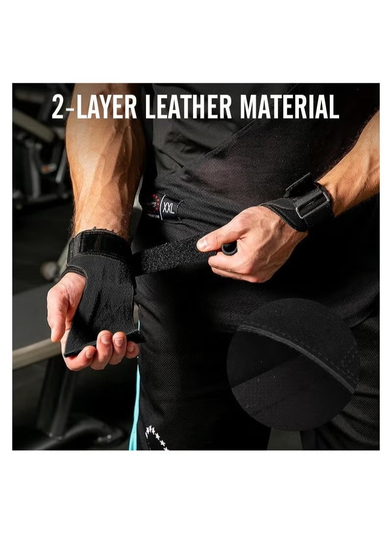 Generic Lifting Straps for Weightlifting Wrist Support Strap Anti Slip Weight Lifting Straps with Double Layer Leather 4mm Finger Spacer Neoprene Padded Deadlift Gym Strength Training Accessories  - Image 5