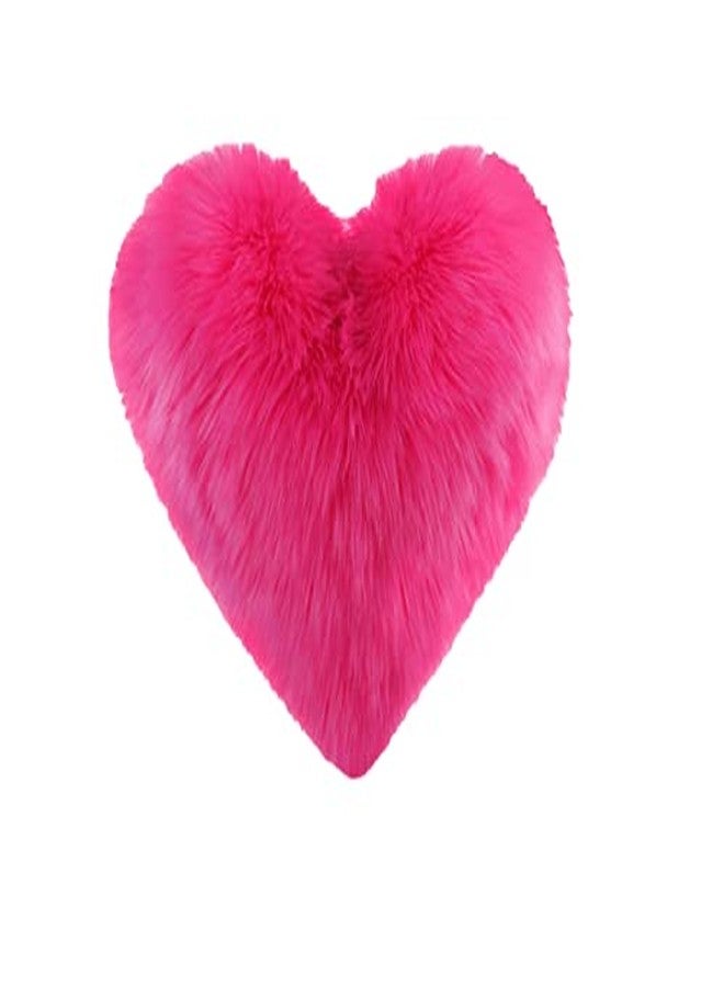PICKKART Red Love Heart Pillow, Small Size 12 x 12 Inch (Dark Pink)