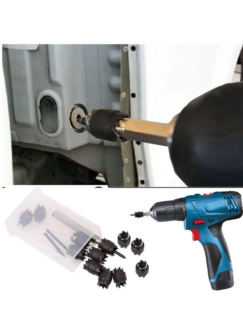 Excefore - مجموعة أدوات قطع اللحام النقاط الجانبية المزدوجة 13 قطعة، 3/8" قطع لحام النقاط HSS مثقابBits مجموعة إزالة ثقوب قطع صفائح المعدن لآلة الحفر الكهربائية لحام النقاط - Image 1