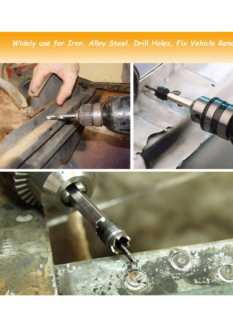 Excefore - مجموعة أدوات قطع اللحام النقاط الجانبية المزدوجة 13 قطعة، 3/8" قطع لحام النقاط HSS مثقابBits مجموعة إزالة ثقوب قطع صفائح المعدن لآلة الحفر الكهربائية لحام النقاط - Image 1