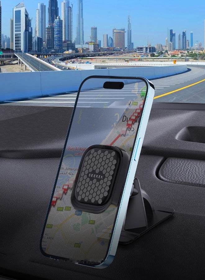SEEKEN Magnetic Car Phone Holder for Dashboard/Windshield - Black | Vehicle Mount | Hands-Free | Magnetic Holder | Fast Charging | Premium Design | High-Quality. - Image 3