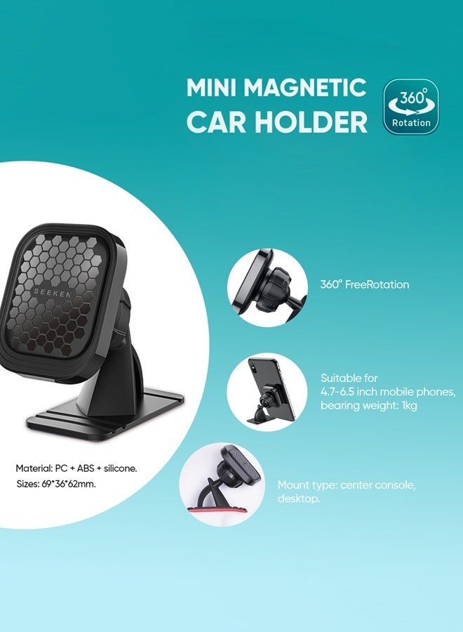 SEEKEN Magnetic Car Phone Holder for Dashboard/Windshield - Black | Vehicle Mount | Hands-Free | Magnetic Holder | Fast Charging | Premium Design | High-Quality. - Image 4