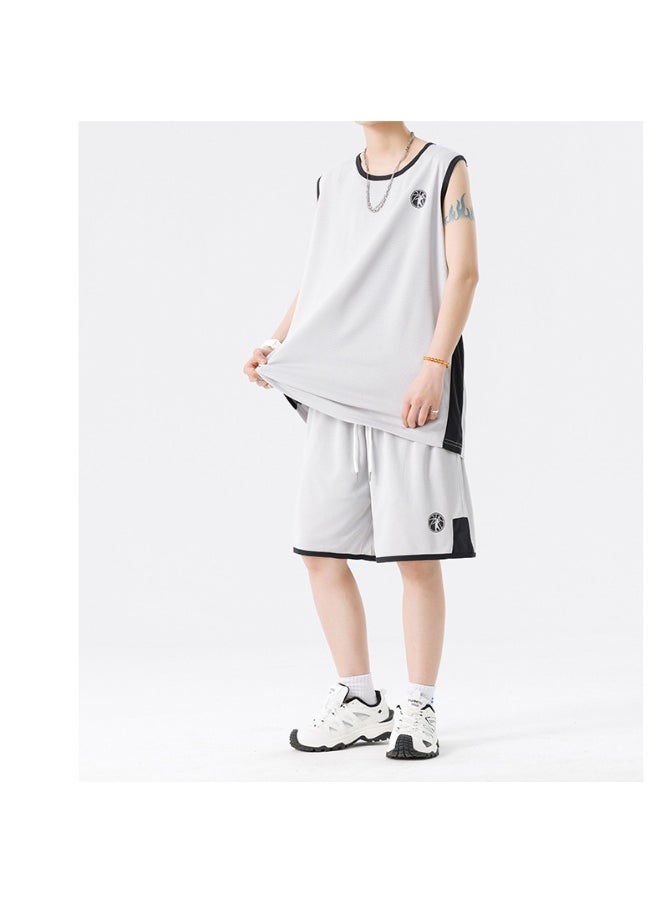 KUYING Ice Silk Quick Drying Sleeveless Vest Shorts Two-Piece Set  - Image 4